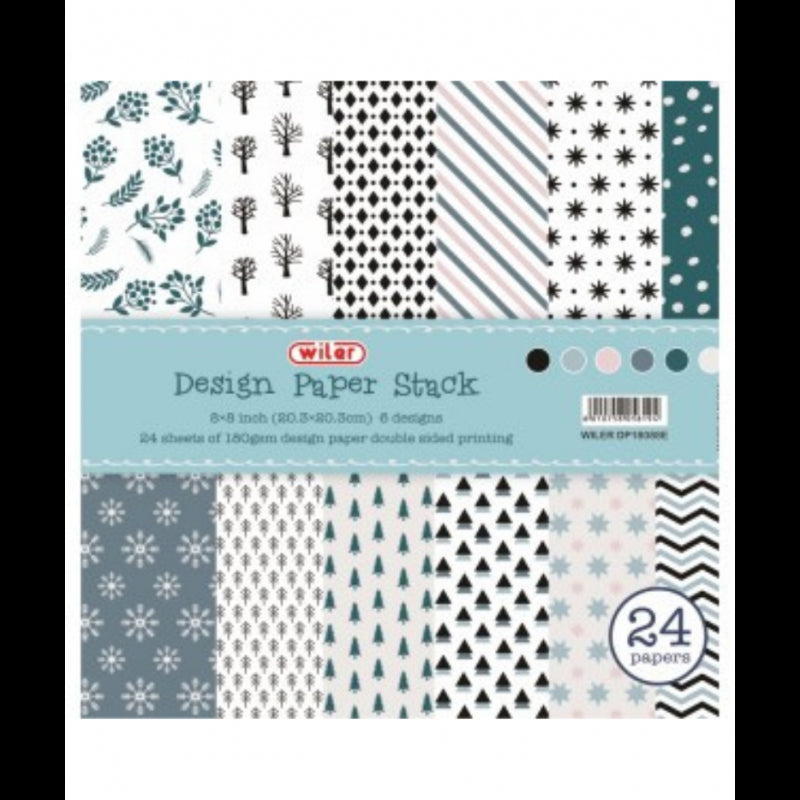 Carta Per Origami 8"x 8" 180 Gsm Stampa Su 2 Lati - Motivi Invernali - Wiler