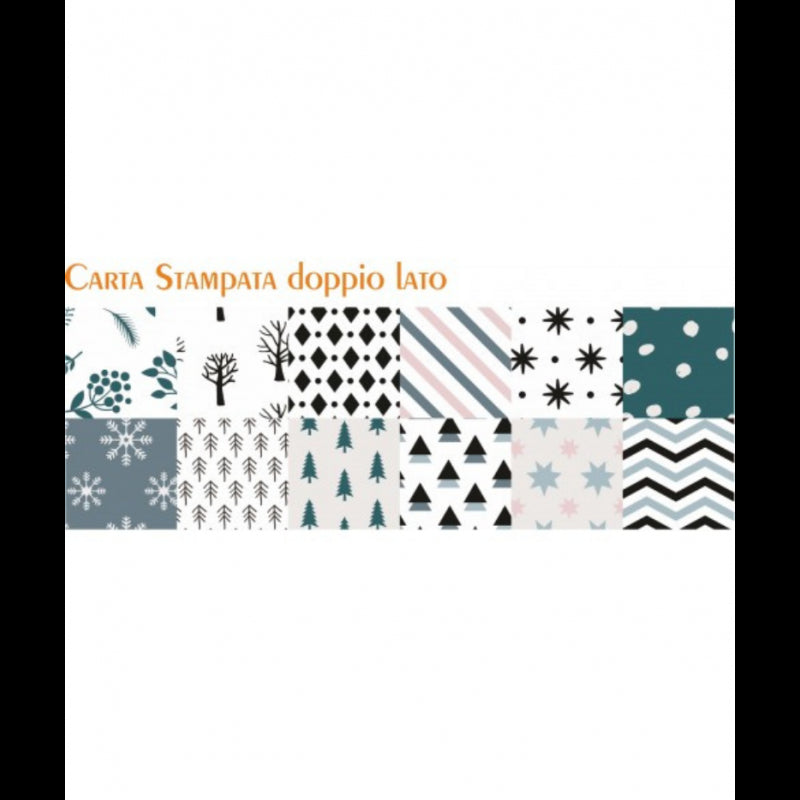 Carta Per Origami 8"x 8" 180 Gsm Stampa Su 2 Lati - Motivi Invernali - Wiler