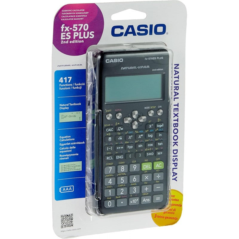 Casio Fx-570es Plus 2 Calcolatrice Scientifica Con 417 Funzioni, Nero