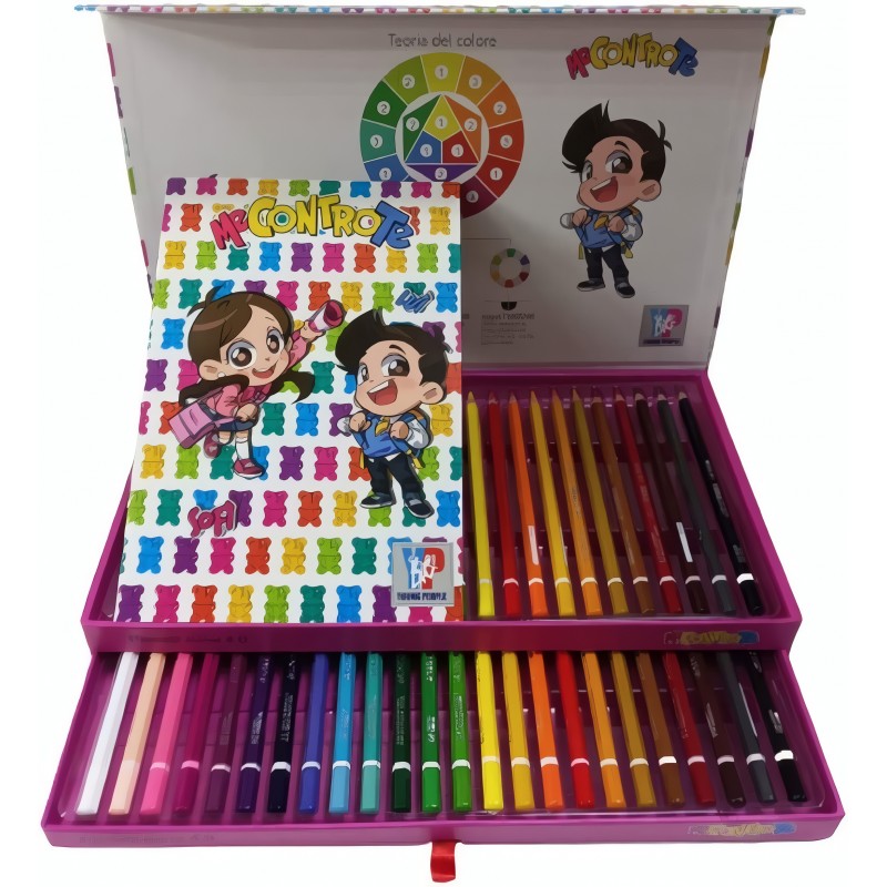 Cassettiera 2 Piani Con 48 Pastelli E Quaderno Me Contro Te