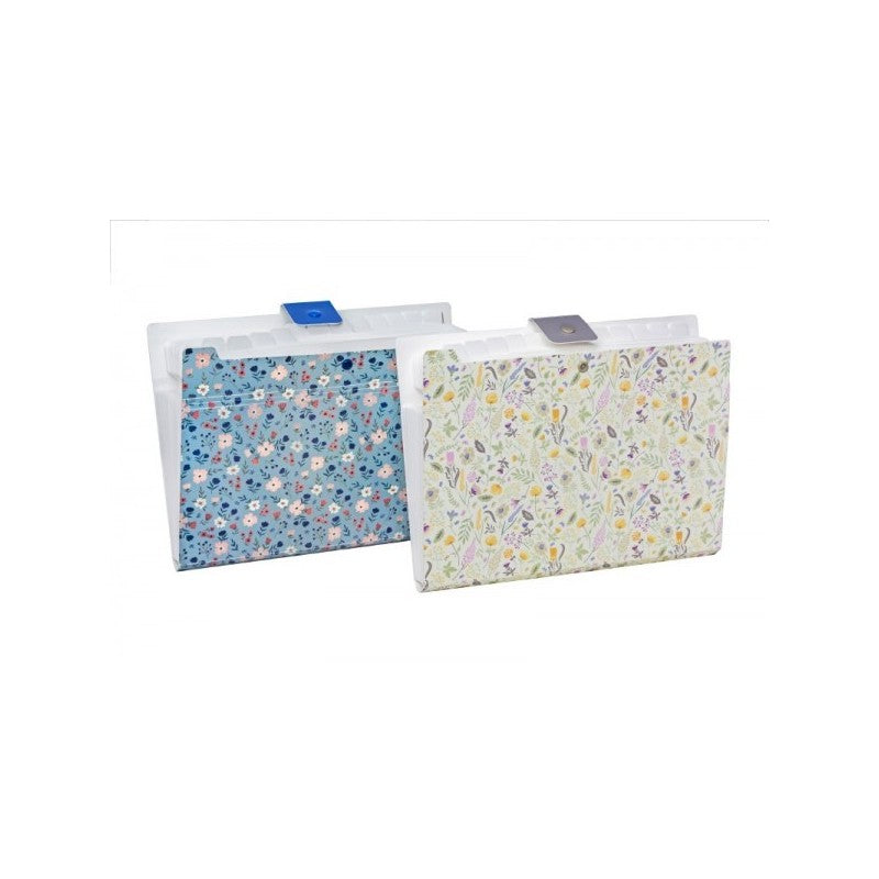 Classificatore A Soffietto Con Bottone Buffetti Living Fiori - Polipropilene - 21x29,7 Cm - Fantasie Assortite