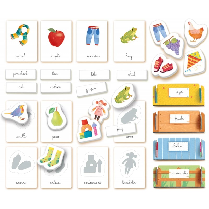Clementoni Sapientino Montessori - Primo Inglese - Gioco Montessori 3 Anni, Gioco Educativo Per Imparare Inglese, Flashcards
