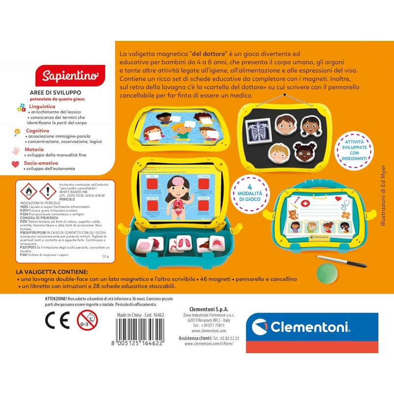 Clementoni Sapientino Valigetta Magnetica Del Dottore - Gioco Educativo 4 Anni Per Imparare Nuove Parole