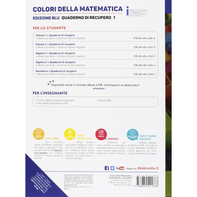 Colori Della Matematica. Quaderno. Ediz. Blu. (vol. 1)