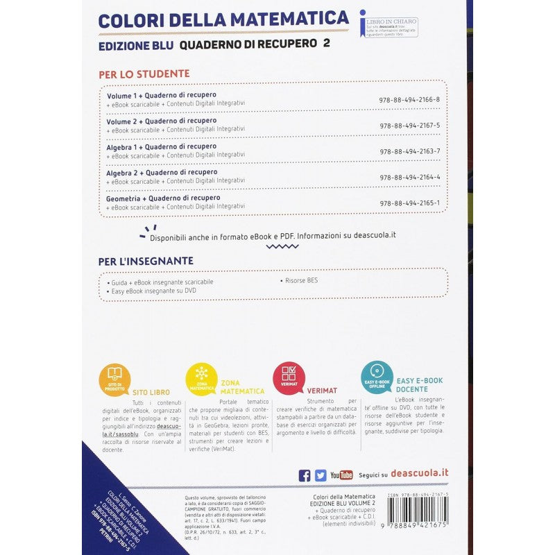 Colori Della Matematica. Quaderno. Ediz. Blu (vol. 2) Per I Licei Scientifici. Con E-book. Con Espansione Online