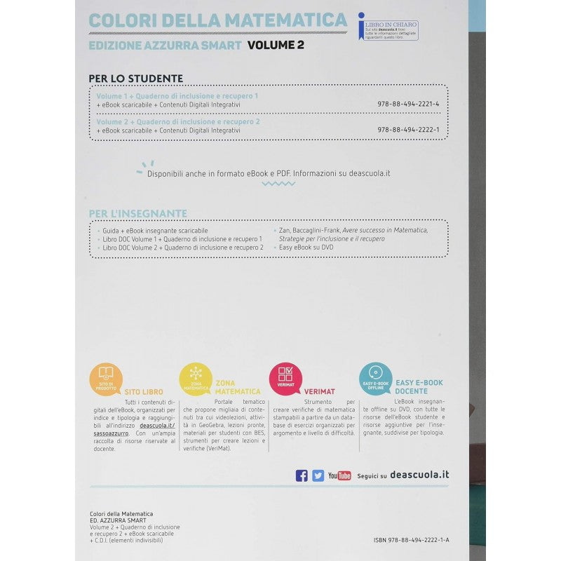 Colori Della Matematica Vol. 2. Ediz. Azzurra Smart. Con Quaderno Di Inclusione E Recupero. Con Ebook. Con Espansione Online