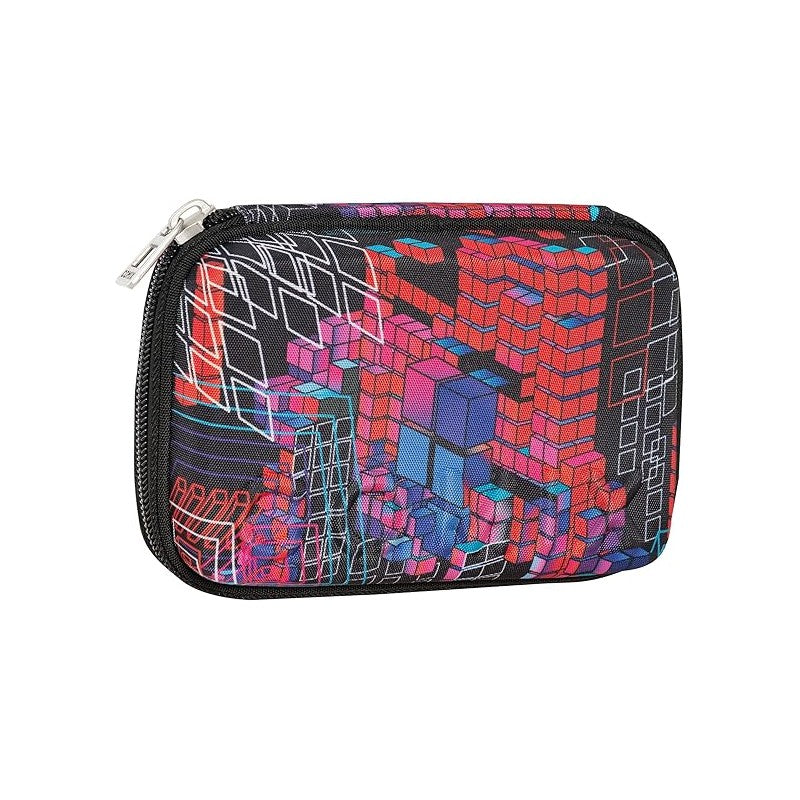 Comix - Astuccio Maxi Zip, Con Penne, Matite E Pennarelli Inclusi, 21x6,5hx14,5 Cm, Nero E Rosso