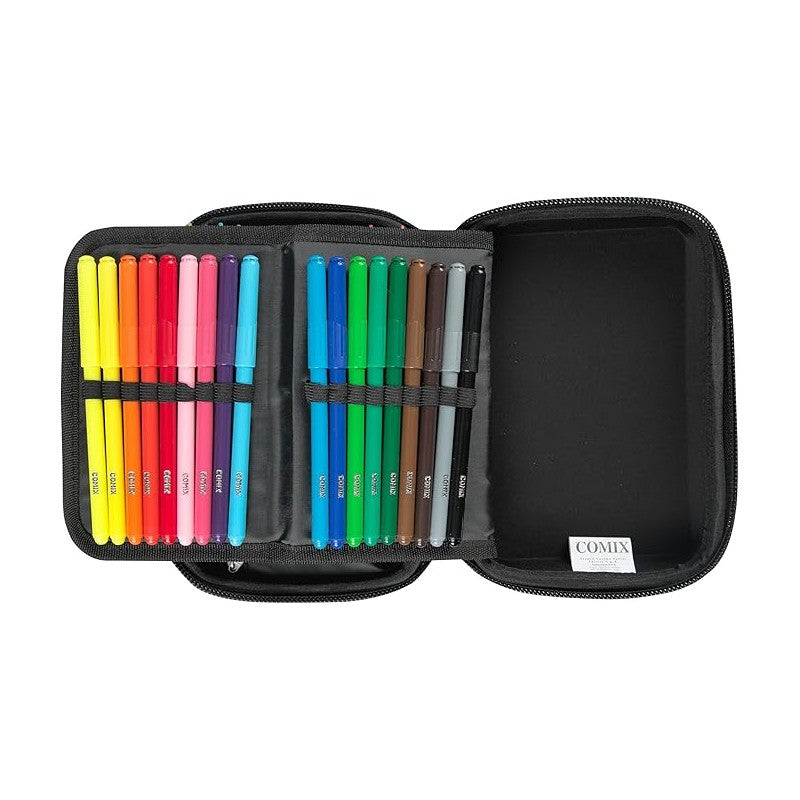 Comix Bright - Astuccio Scuola, Astuccio Maxi Zip Con Set Cancelleria Incluso