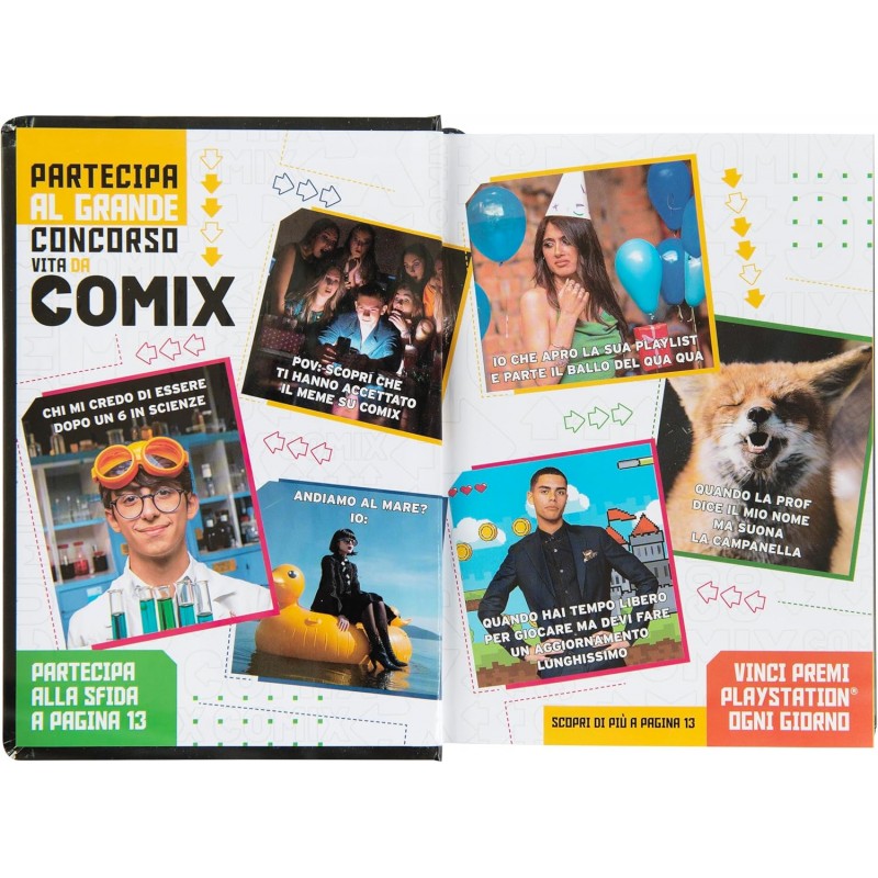 Comix - Diario Mignon Plus Giornaliero 16 Mesi, 2024-2025 Con Copertina Rigida, 9x12.5h Cm, Nero