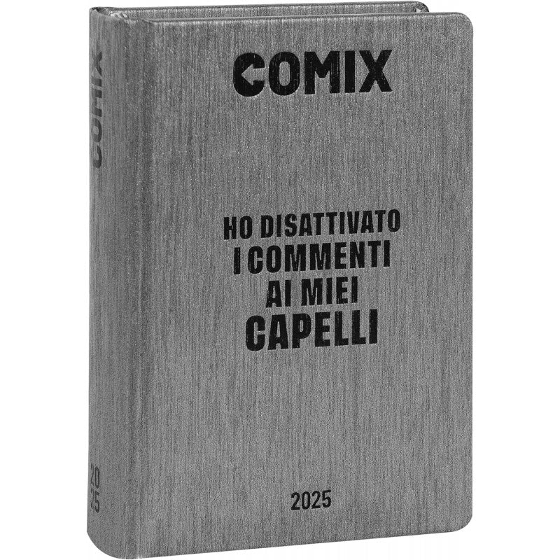 Comix - Diario Mignon Plus Giornaliero 16 Mesi, 2024-2025 Con Copertina Rigida, 9x12.5h Cm, Nero