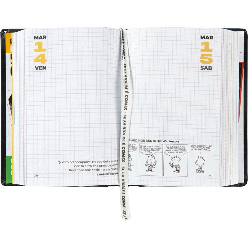 Comix - Diario Mini Giornaliero 16 Mesi, 2024-2025 Con Copertina Rigida, 11x15.3h Cm, Nero/bianco