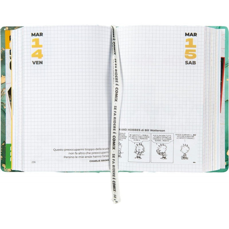 Comix - Diario Mini Giornaliero 16 Mesi 2024-2025, Con Copertina Rigida, 11x15.3h Cm, Verde