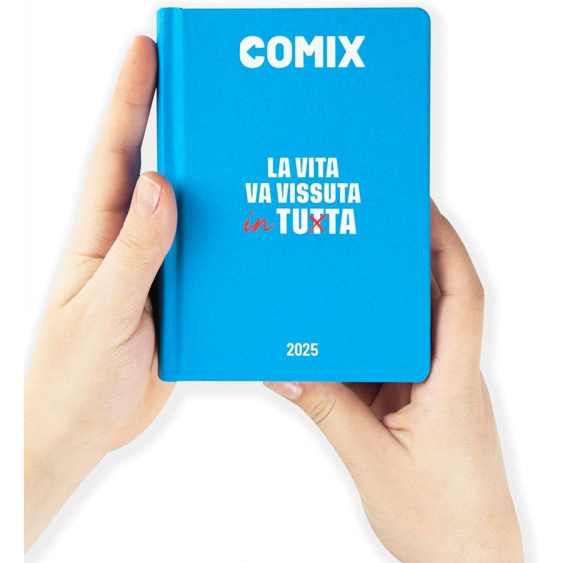 Comix - Diario Scuola 2024-2025 Mignon Giornaliero, Con Copertina Rigida, Ideale Per La Scuola Superiore, 9x12.5h Cm, Azzurro