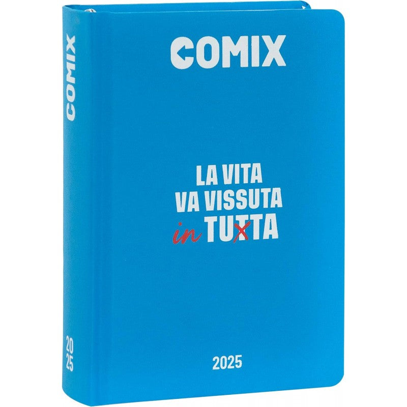 Comix - Diario Scuola 2024-2025 Mignon Giornaliero, Con Copertina Rigida, Ideale Per La Scuola Superiore, 9x12.5h Cm, Azzurro