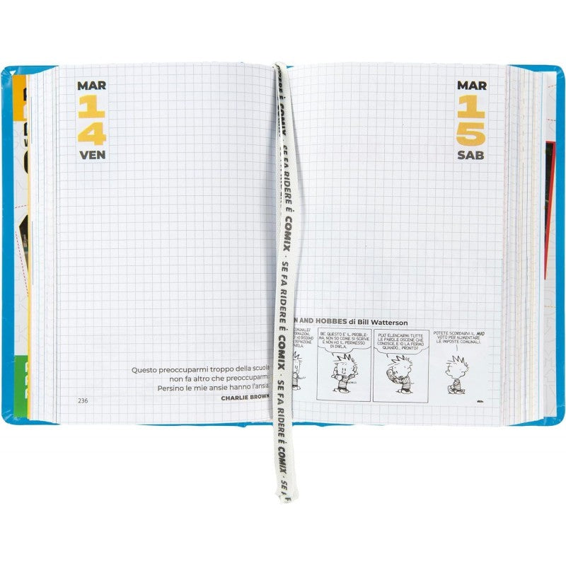 Comix - Diario Scuola 2024-2025 Mignon Giornaliero, Con Copertina Rigida, Ideale Per La Scuola Superiore, 9x12.5h Cm, Azzurro