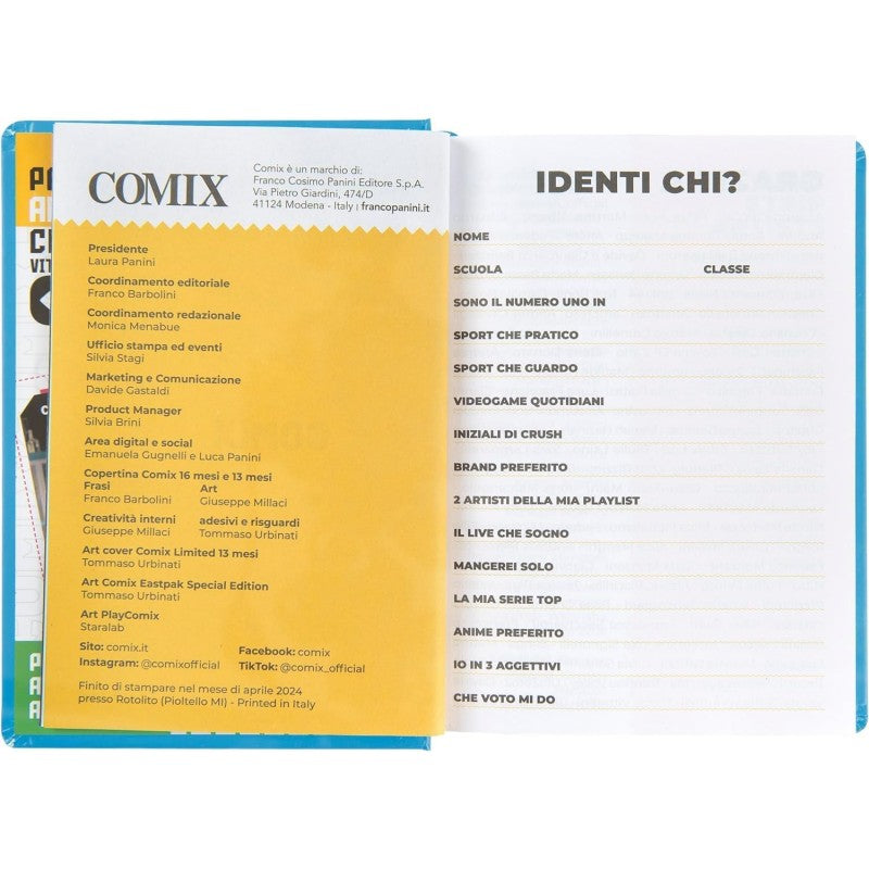 Comix - Diario Scuola 2024-2025 Mignon Giornaliero, Con Copertina Rigida, Ideale Per La Scuola Superiore, 9x12.5h Cm, Azzurro