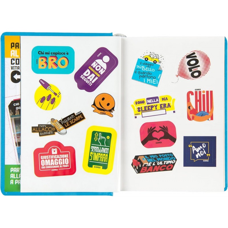 Comix - Diario Scuola 2024-2025 Mignon Giornaliero, Con Copertina Rigida, Ideale Per La Scuola Superiore, 9x12.5h Cm, Azzurro