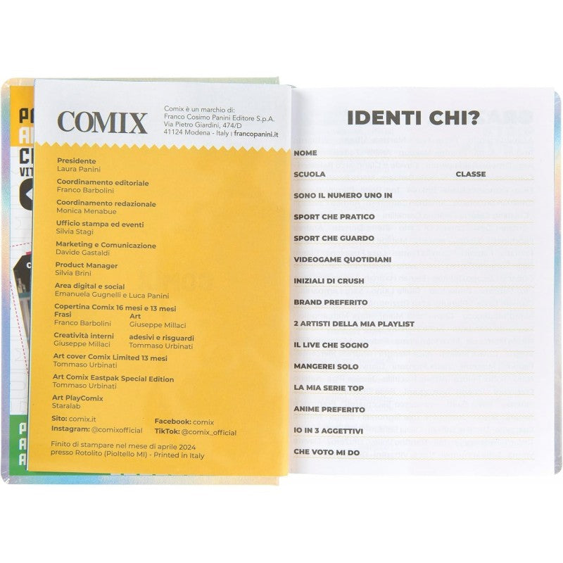 Comix - Diario Scuola 2024-2025 Mignon Giornaliero, Con Copertina Rigida, Ideale Per La Scuola Superiore, 9x12.5h Cm, Holo