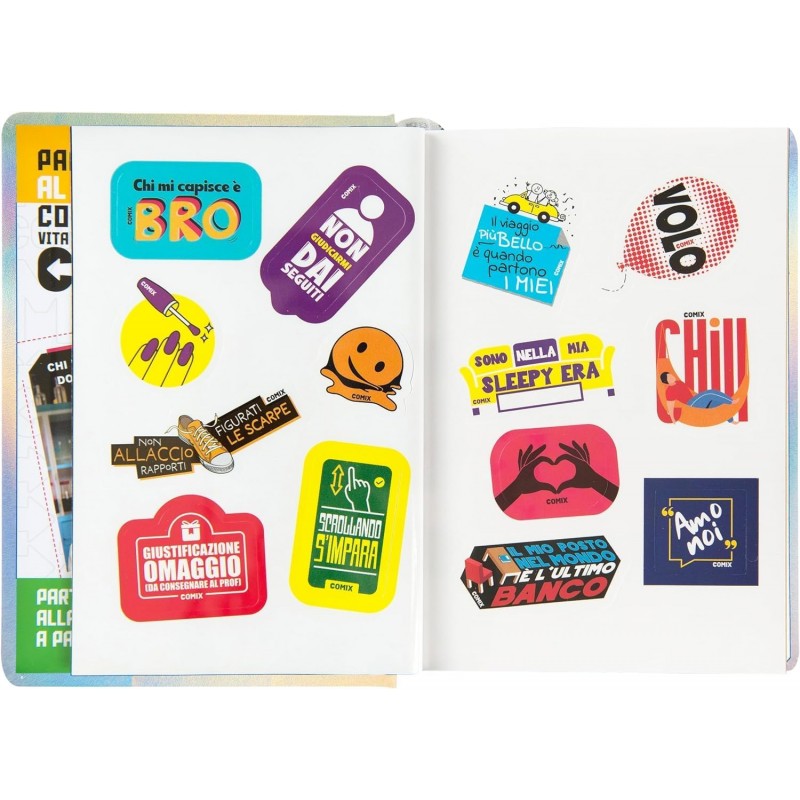 Comix - Diario Scuola 2024-2025 Mignon Giornaliero, Con Copertina Rigida, Ideale Per La Scuola Superiore, 9x12.5h Cm, Holo