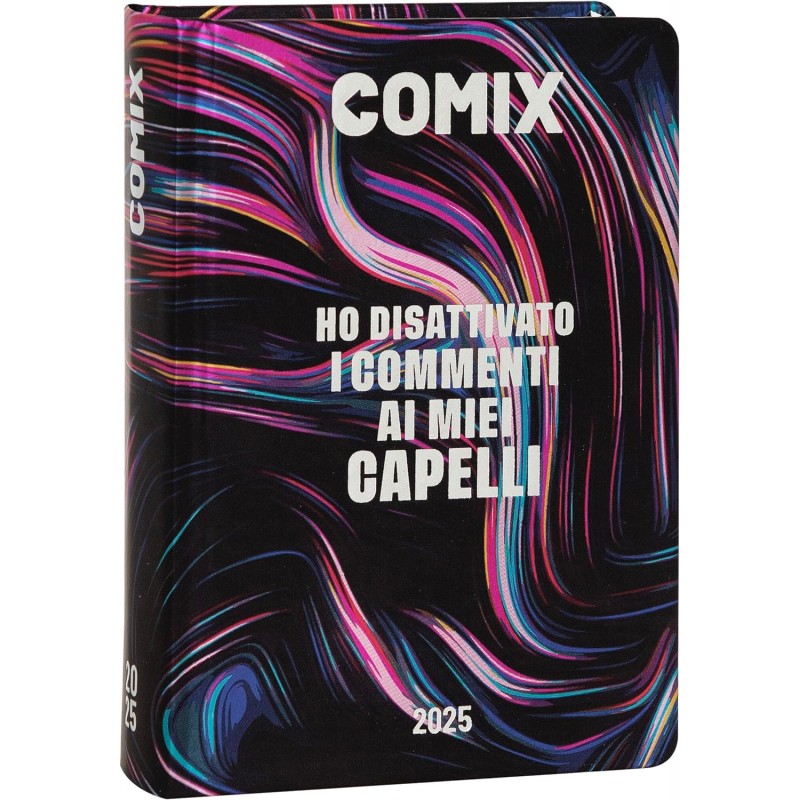 Comix - Diario Scuola 2024-2025 Mignon Giornaliero, Con Copertina Rigida, Ideale Per La Scuola Superiore, 9x12.5h Cm, Nero