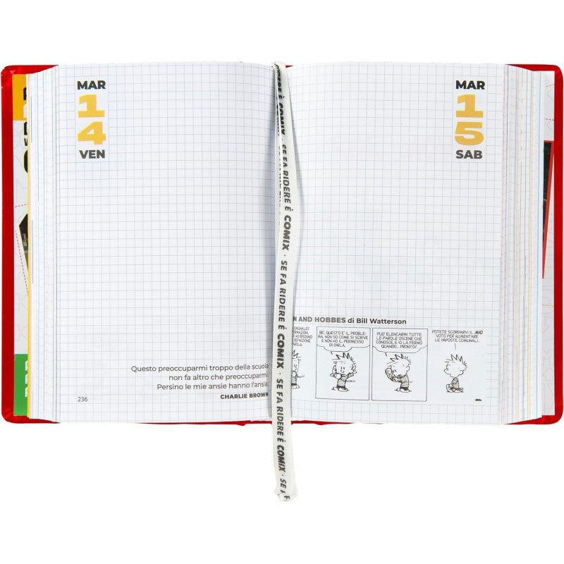 Comix - Diario Scuola 2024-2025 Mignon Giornaliero, Con Copertina Rigida, Ideale Per La Scuola Superiore, 9x12.5h Cm, Rosso