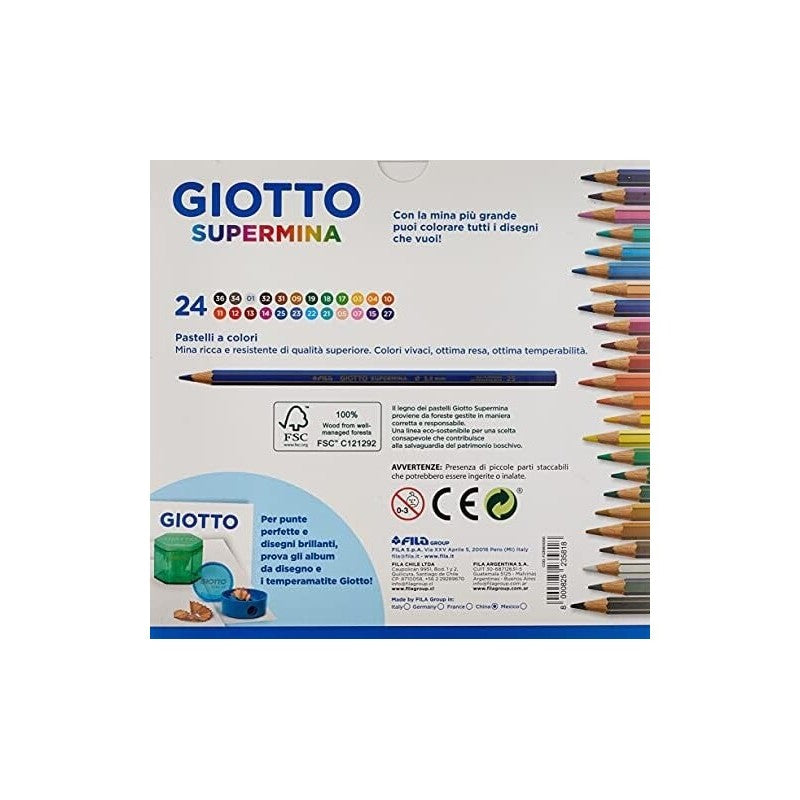 Confezione Da 24 Pastelli Giotto Supermina Da 3.8mm