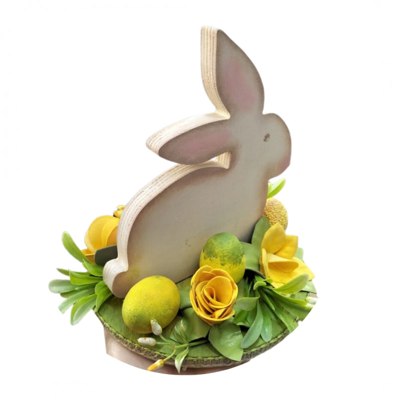Coniglietto Tra Fiori E Uova Realizzato A Mano