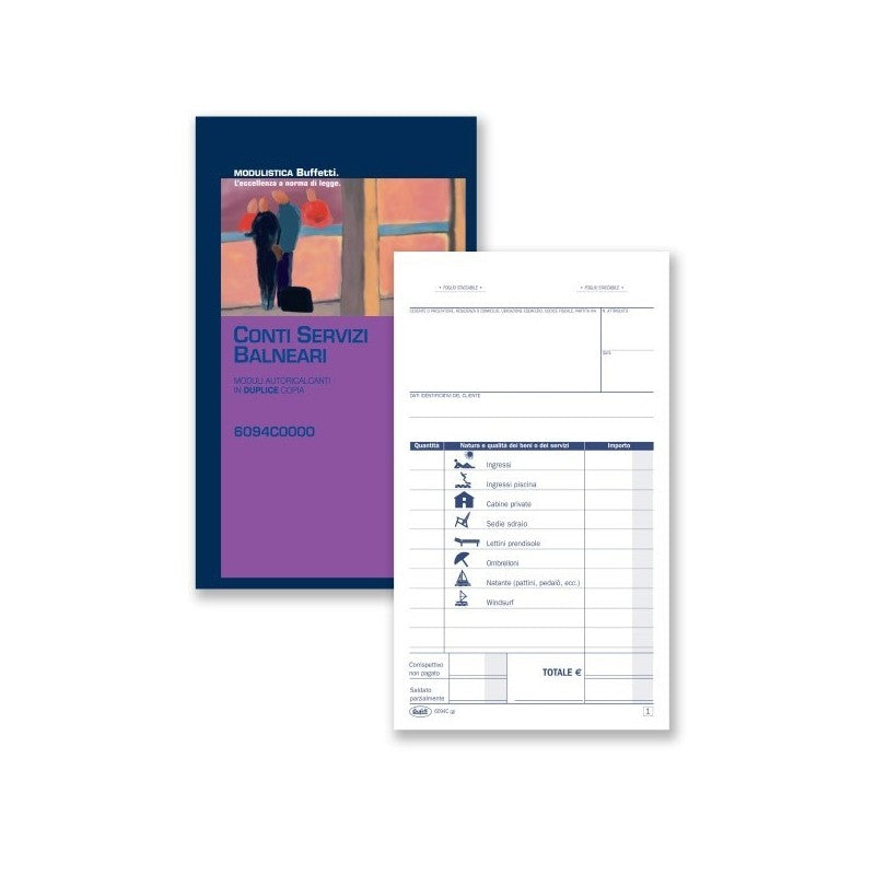 Conti Servizi Balneari - Blocco 50/50 Fogli Autoricalcante - 16,8x10 Cm