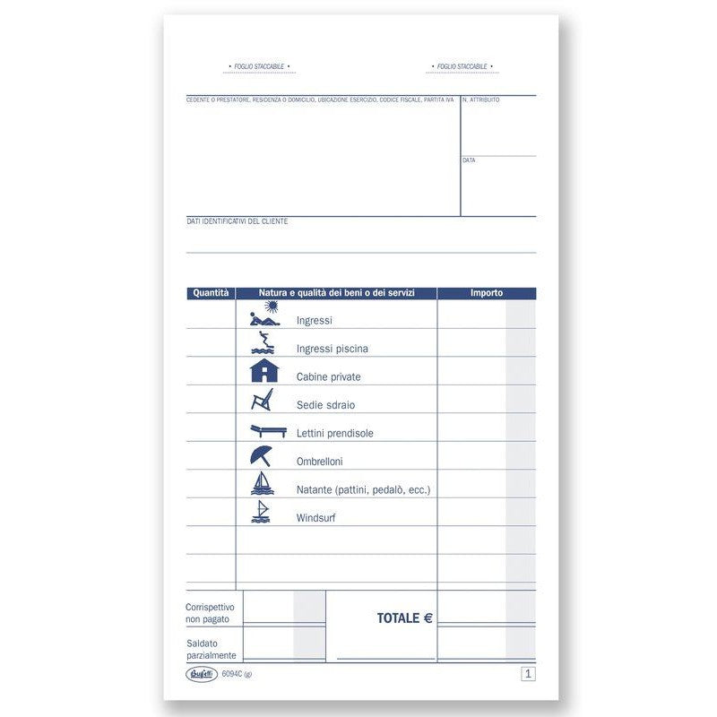 Conti Servizi Balneari - Blocco 50/50 Fogli Autoricalcante - 16,8x10 Cm