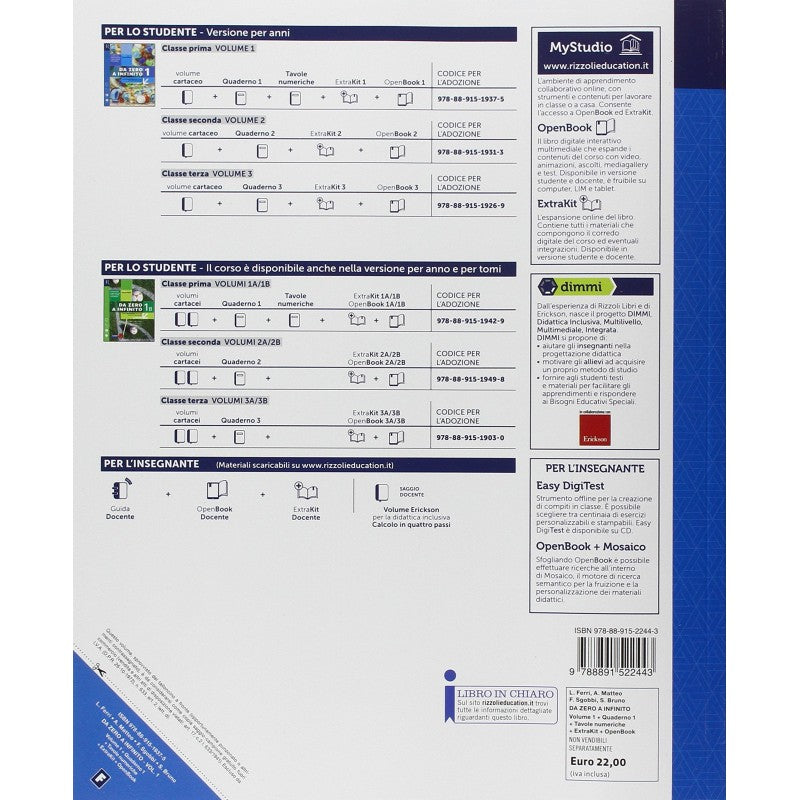 Da Zero A Infinito 1 + Quaderno + Tavole