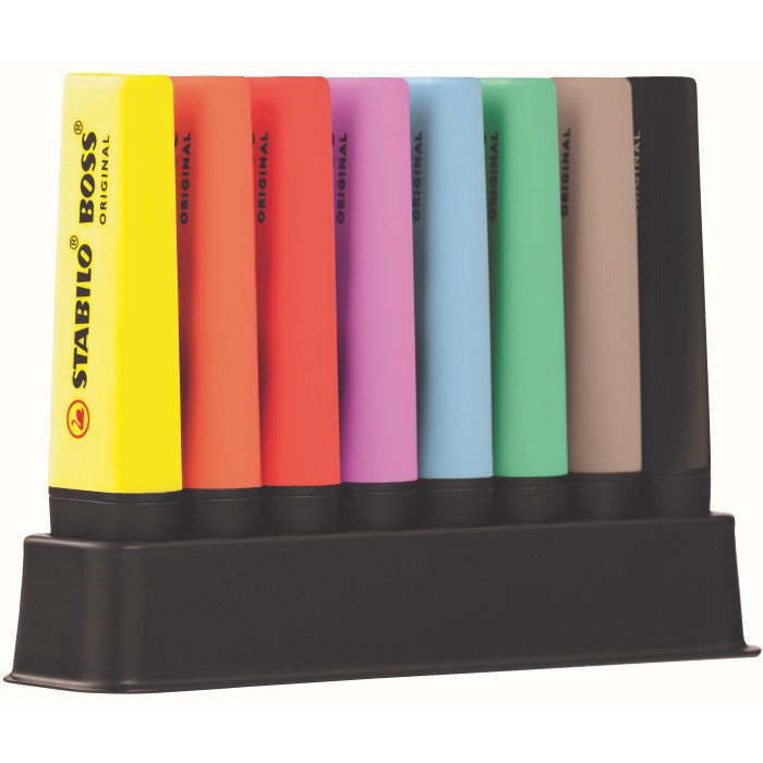 Desk Set STABILO con 8 Evidenziatori BOSS ORIGINAL + Pastel + Nature + Nero