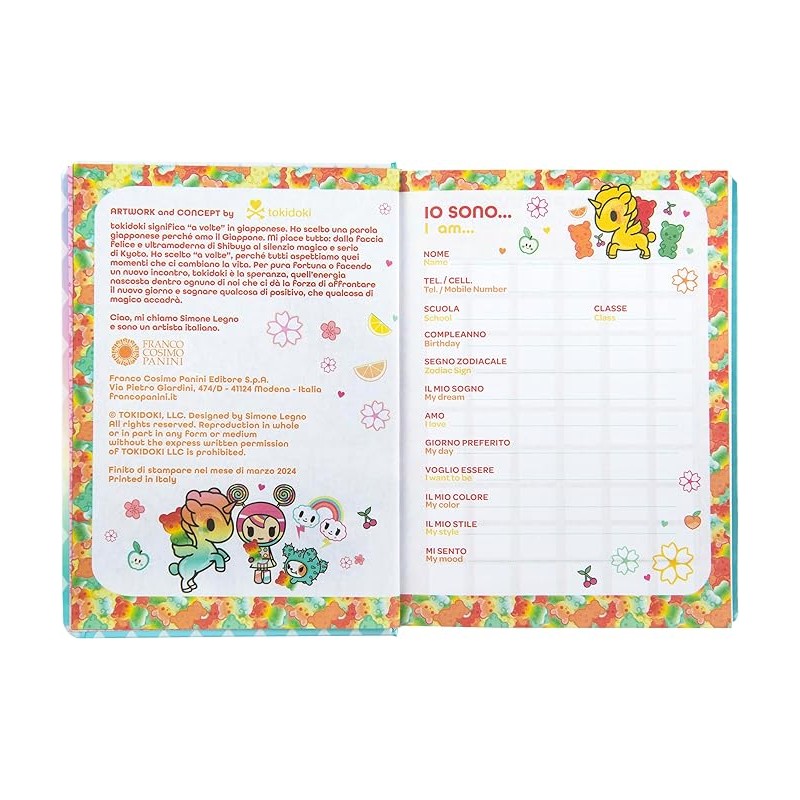 Diario Tokidoki Standard 2024-2025 Azzurro 13,5x18 Cm