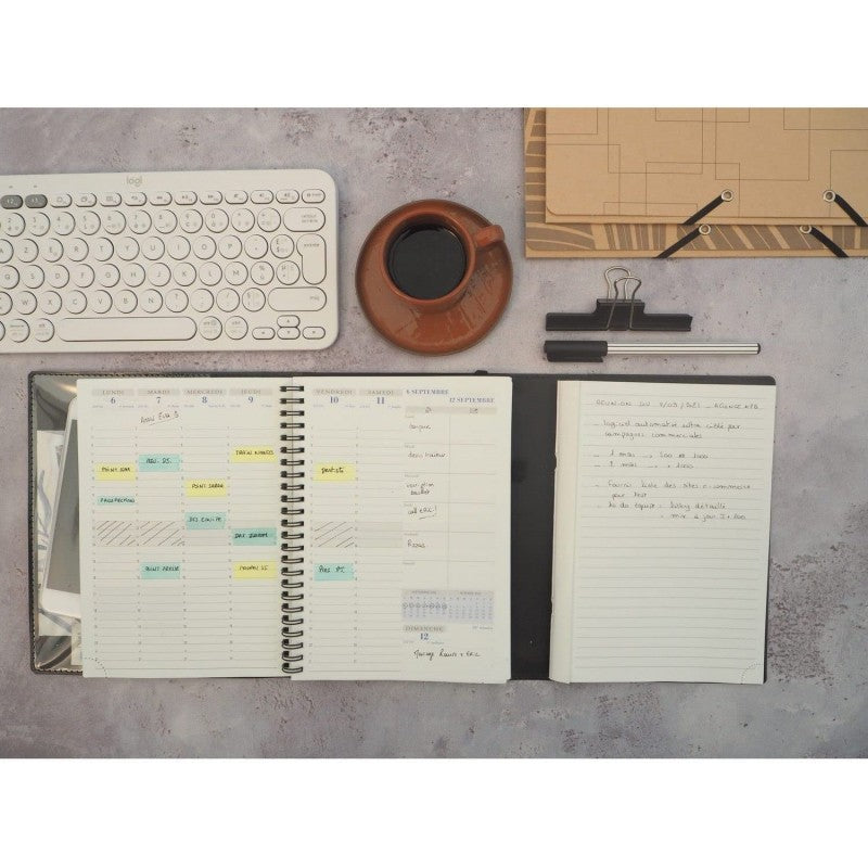 Exacompta Agenda 17 Mesi - Settimanale - Spiralata - 17x21,5 Cm - All In One - Nero - 2001081e Quovadis