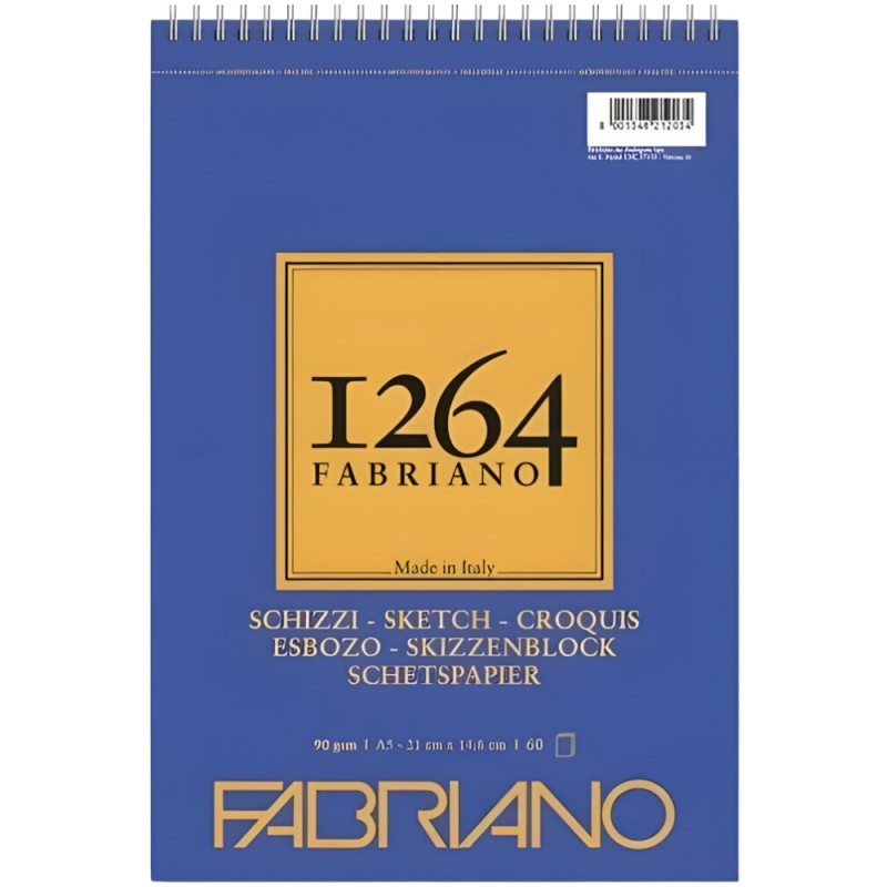 Fabriano Blocco 1264 Schizzi Spiralato Lato Corto 90gsm - A5 - 60 Fogli