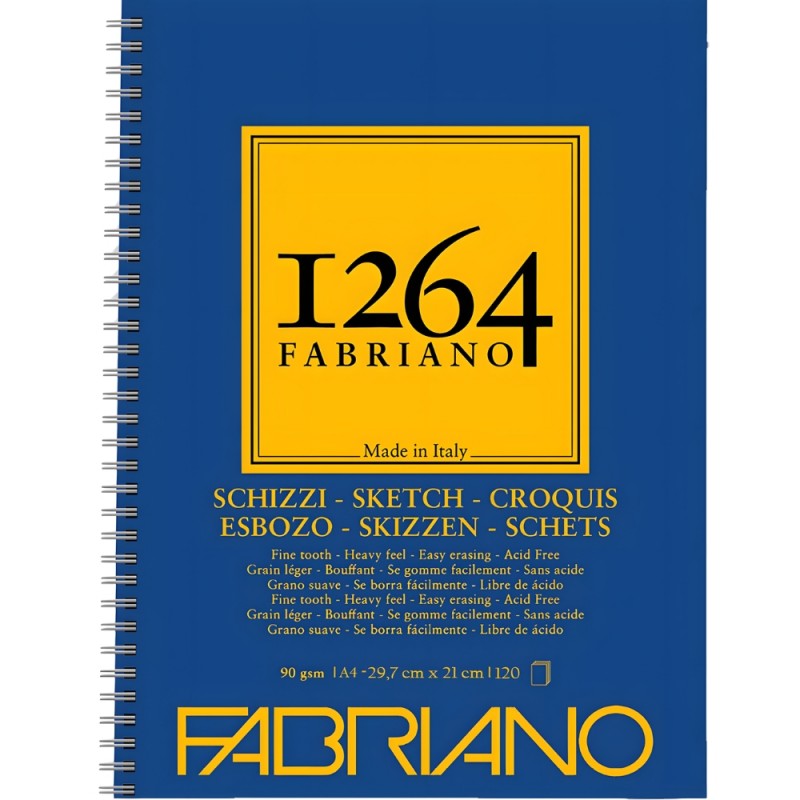 Fabriano Blocco 1264 Schizzi Spiralato Lato Lungo - 90gsm - A4 - 120 Fogli