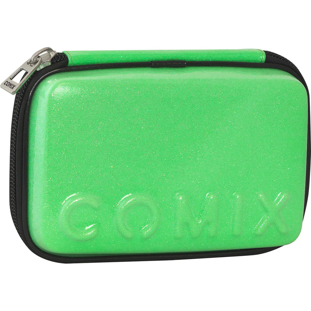 Astuccio COMIX Maxi Zip Glitter Cover Rigida con Maxi Logo in Rilievo, 21 x 14,5h x 6,5 cm – Colori Assortiti