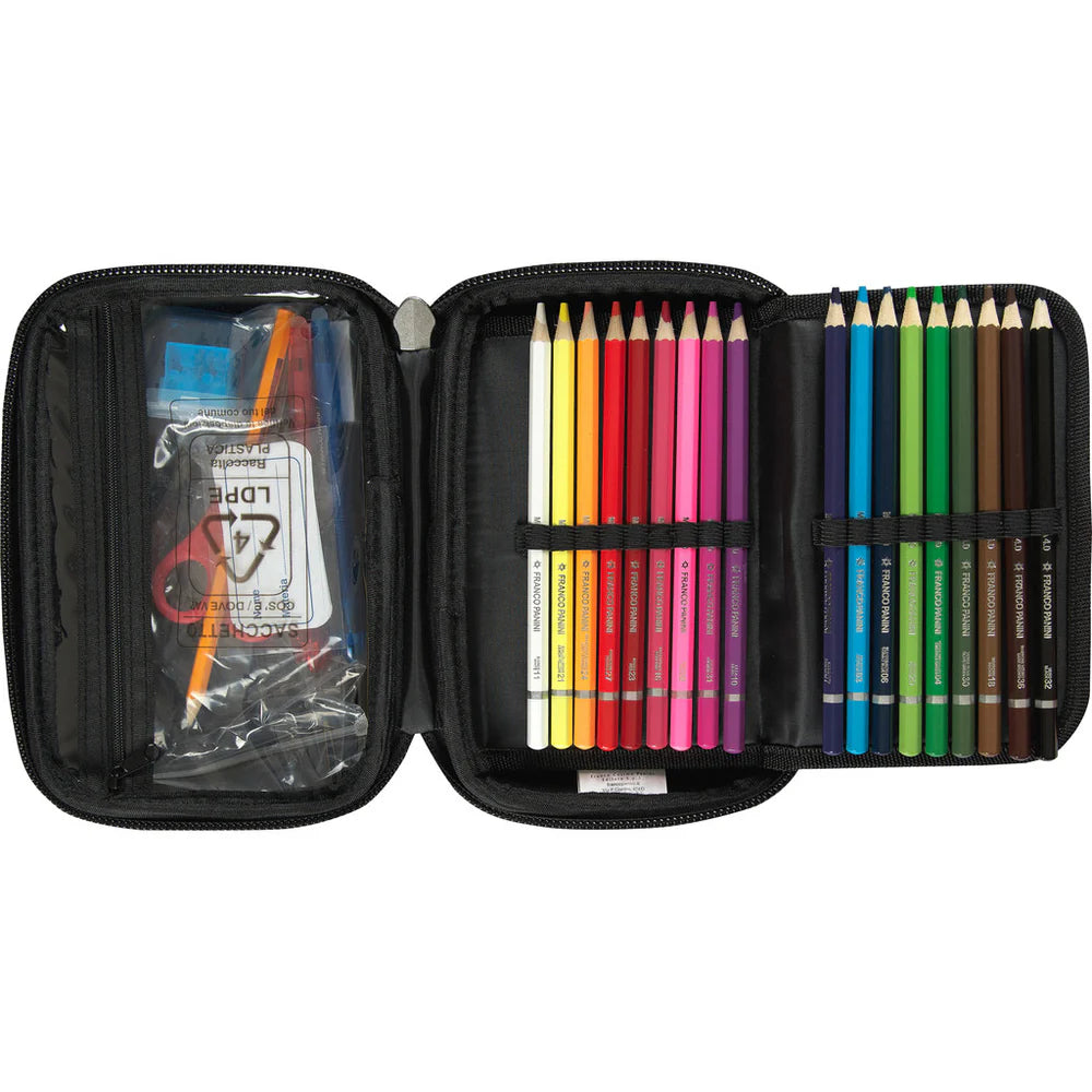 Astuccio COMIX Maxi Zip Glitter Cover Rigida con Maxi Logo in Rilievo, 21 x 14,5h x 6,5 cm – Colori Assortiti