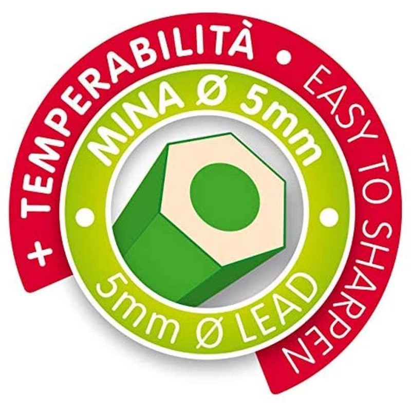 Fibracolor Mati' Max - Pastelli In Legno Esagonale - Punta Grossa - Confezione Da 6 Pz