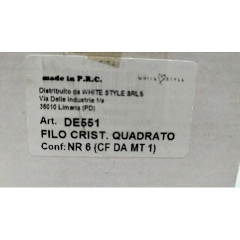 Filo Cristallo Quadrato Trasparente 1 Mt