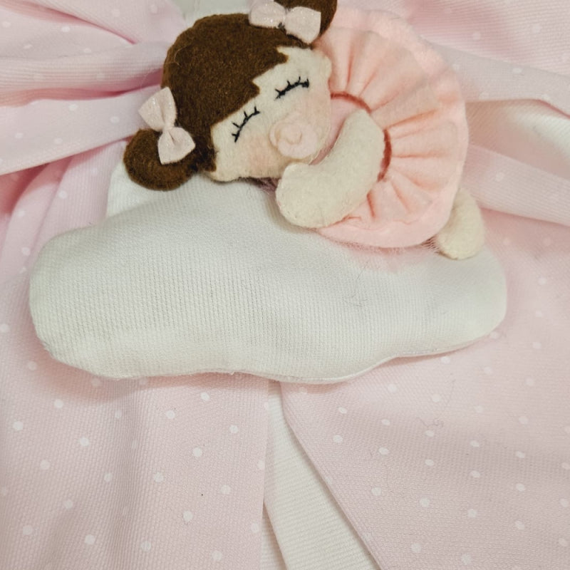 Fiocco Nascita Ballerina Su Nuvoletta - Rosa A Pois