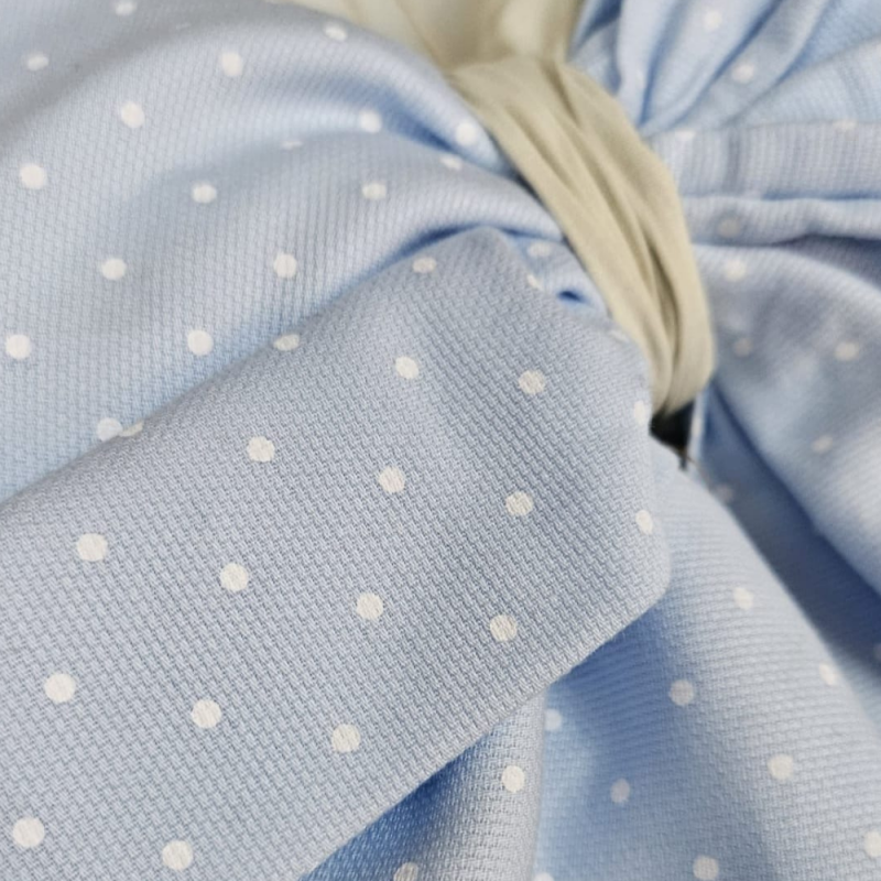 Fiocco Nascita Semplice Doppio - Azzurro Pois E Grigio