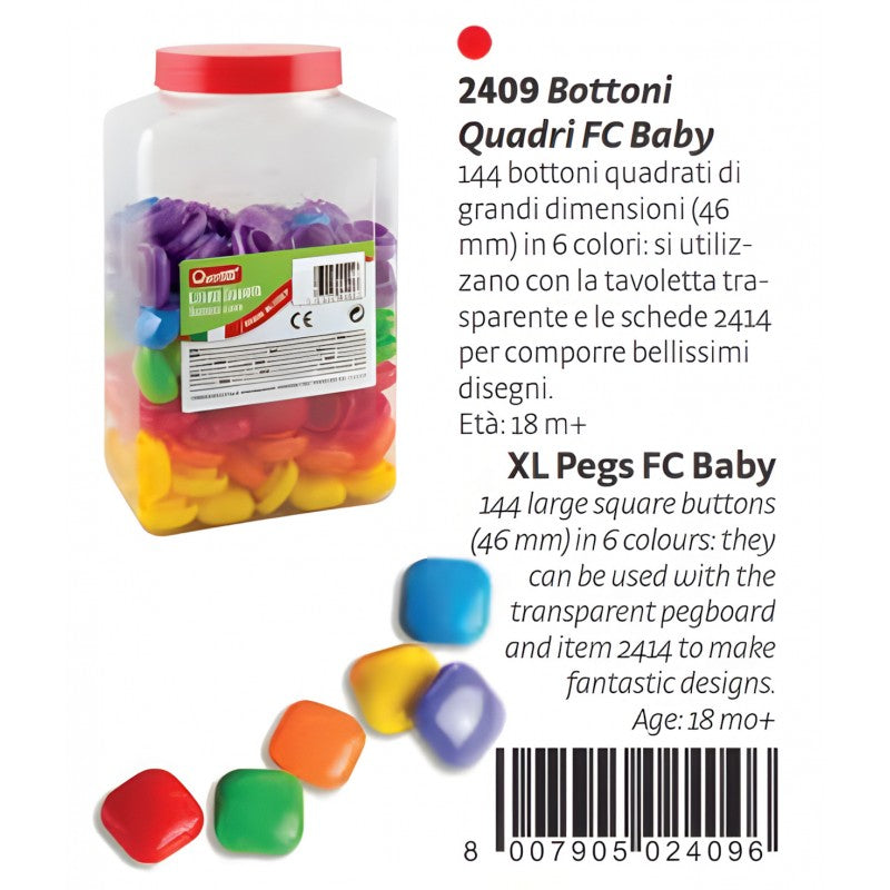 Flacone 144 Bottoni Baby Quadri – Quercetti 2409
