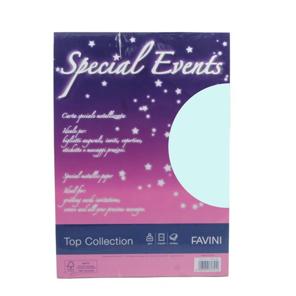 Carta metallizzata Favini Special Events, 10 fogli, 250 g/m²,  formato A4 (21x29,7 cm)