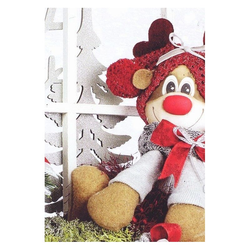 Fommy Deco' 12x20 Cm- Renna - Faccine - 2 Visi Gomma Crepla - Renkalik