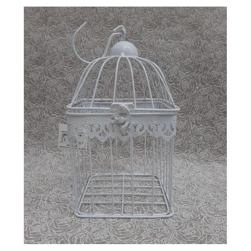 Gabbietta Quadrata In Metallo Bianco