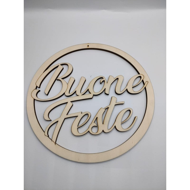 Ghirlanda Buone Feste Legno