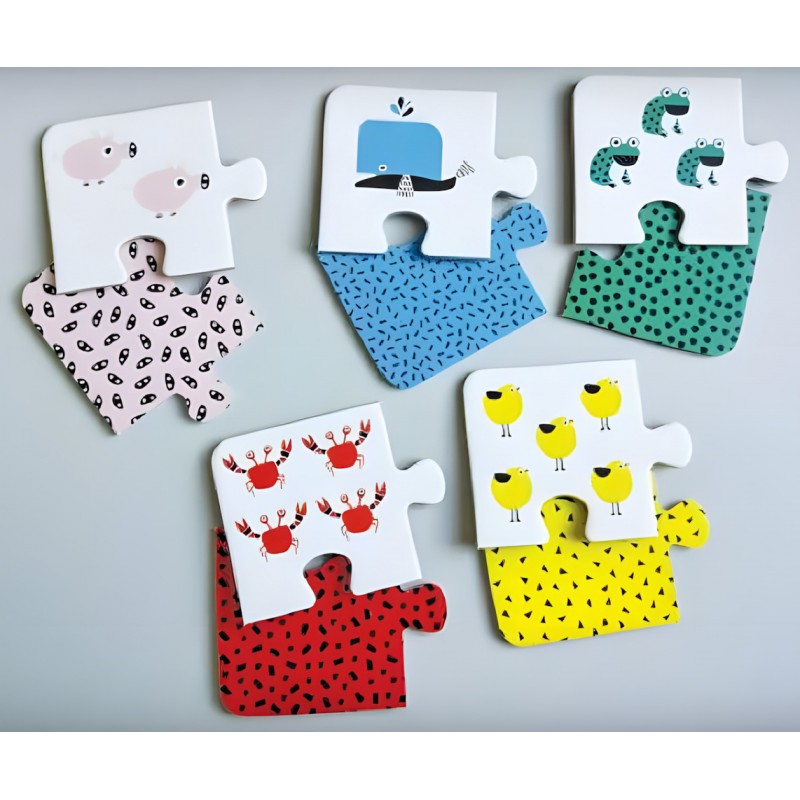 Gioco A Incastro Colori, Numeri, Animali - 5 Semplici Puzzle