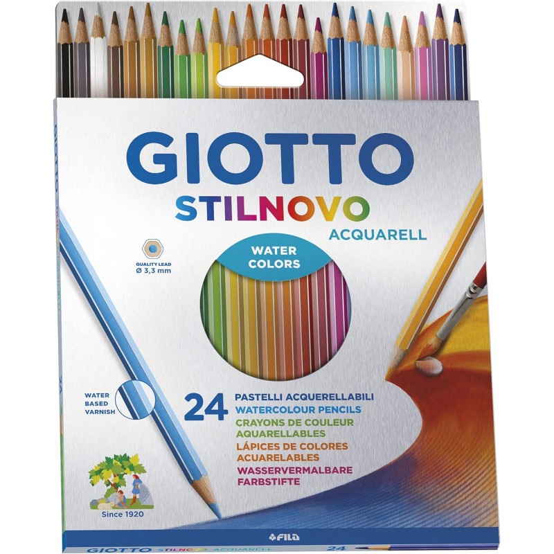 Giotto 255800 Pastelli Acquerellabili Stilnovo, 3.3 Mm, Confezione Da 24