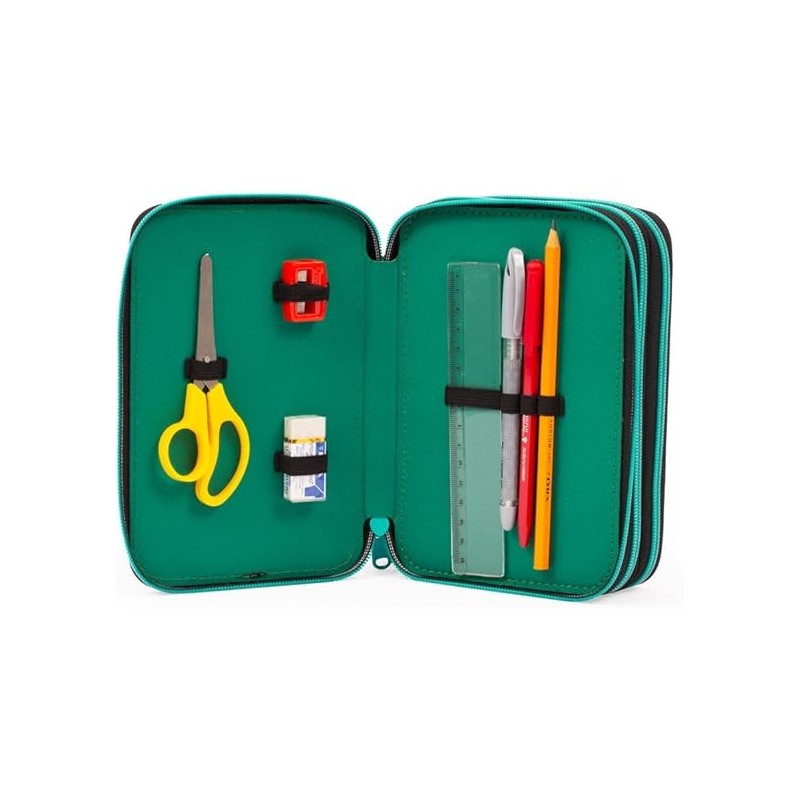 Go Pop Astuccio Triplo, Completo Di Set Cancelleria, 3 Scomparti, Per Scuola Elementare E Medie