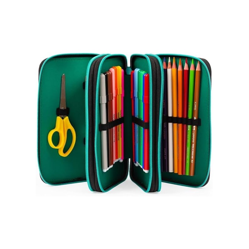 Go Pop Astuccio Triplo, Completo Di Set Cancelleria, 3 Scomparti, Per Scuola Elementare E Medie